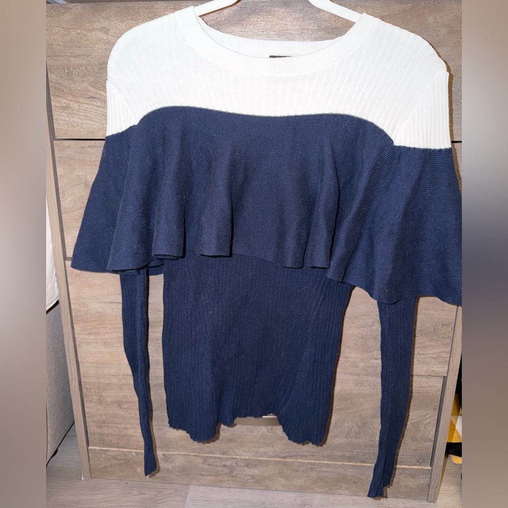 Navy and White Sweater Size M